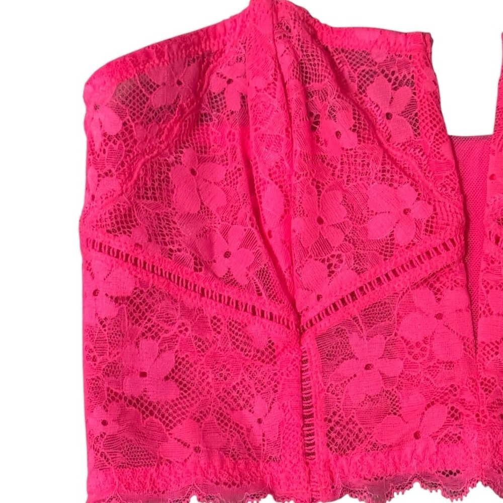Victoria's Secret Dream Angels Neon Pink Lace Bustier Corset Crop Bra Size M - Picture 4 of 6